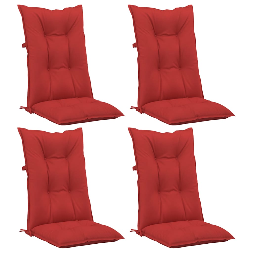 Garden Highback Chair Cushions 4 pcs Red 120x50x7 cm Fabric