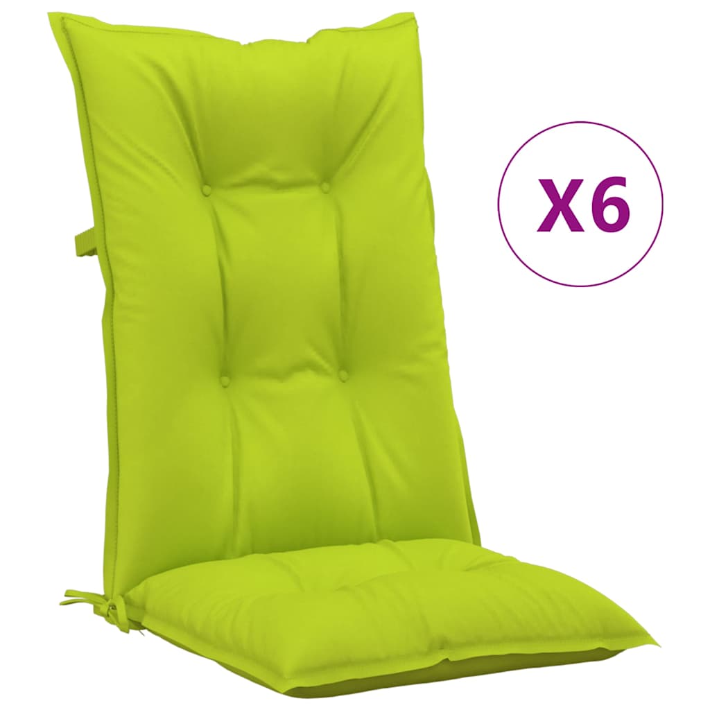 Garden Highback Chair Cushions 6 pcs Bright Green 120x50x7 cm Fabric