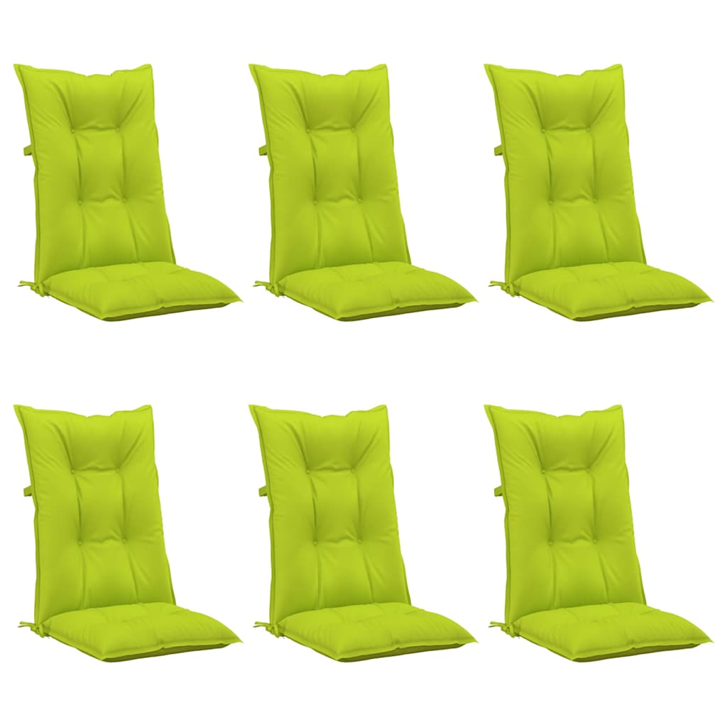 Garden Highback Chair Cushions 6 pcs Bright Green 120x50x7 cm Fabric
