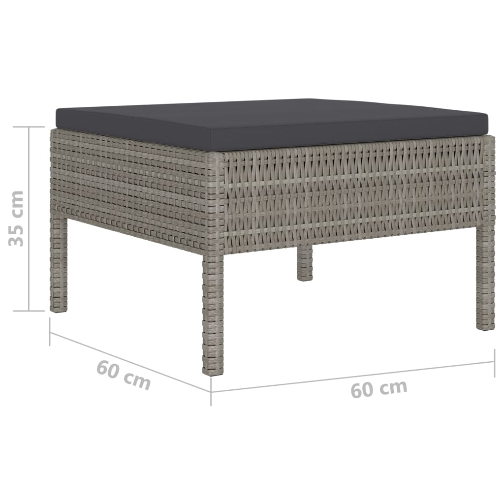 4 Piece Garden Lounge Set with Cushions Poly Rattan Grey