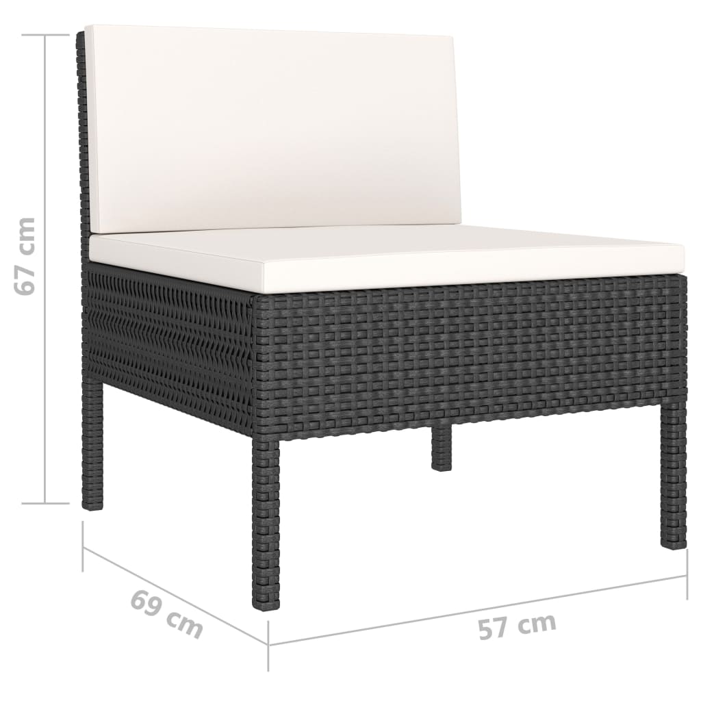 6 Piece Garden Lounge Set with Cushions Poly Rattan Black