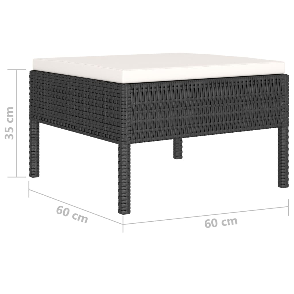 6 Piece Garden Lounge Set with Cushions Poly Rattan Black