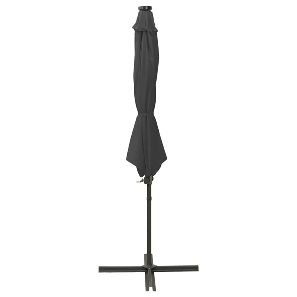 Cantilever Garden Parasol with Pole and LED Lights Anthracite 300 cm