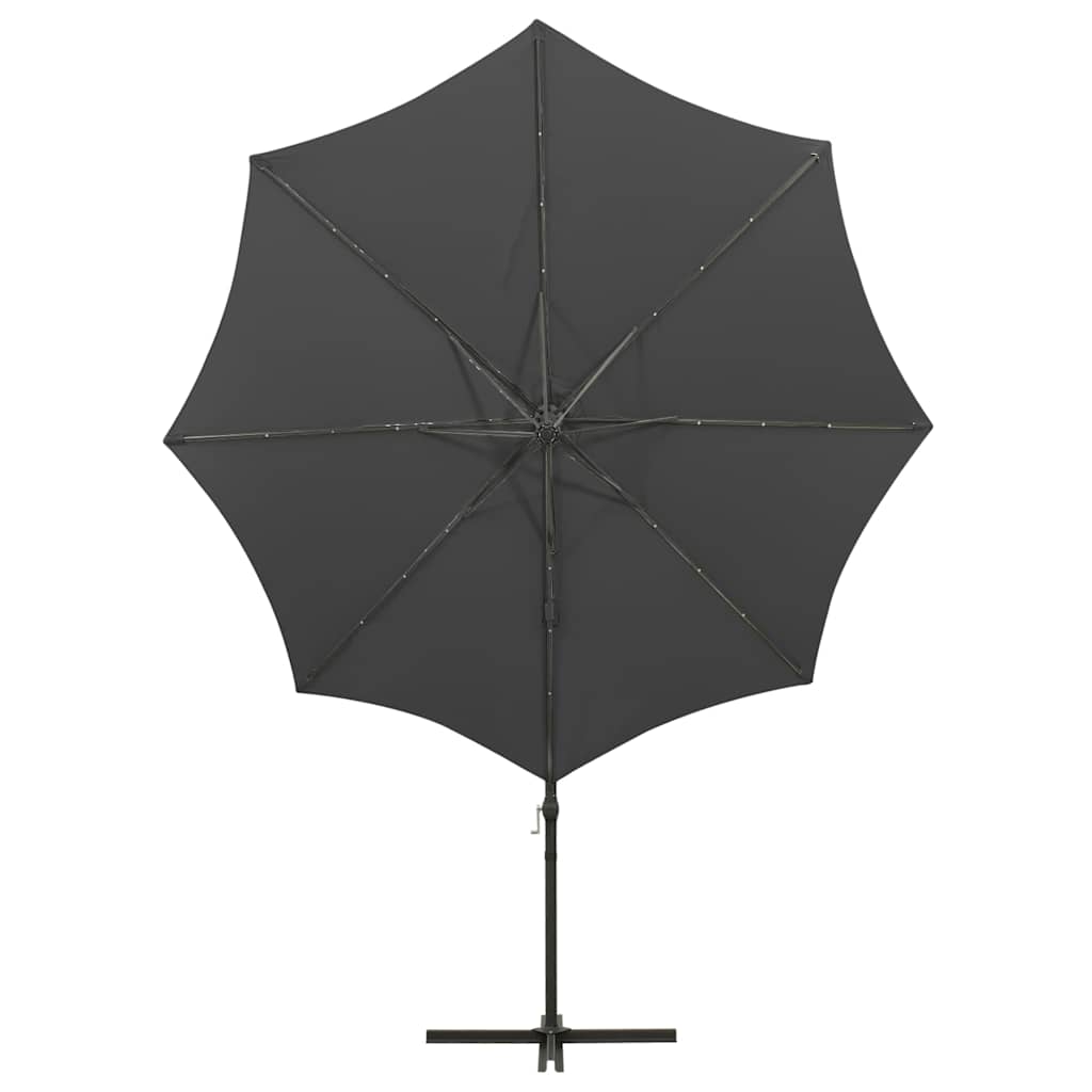 Cantilever Garden Parasol with Pole and LED Lights Anthracite 300 cm