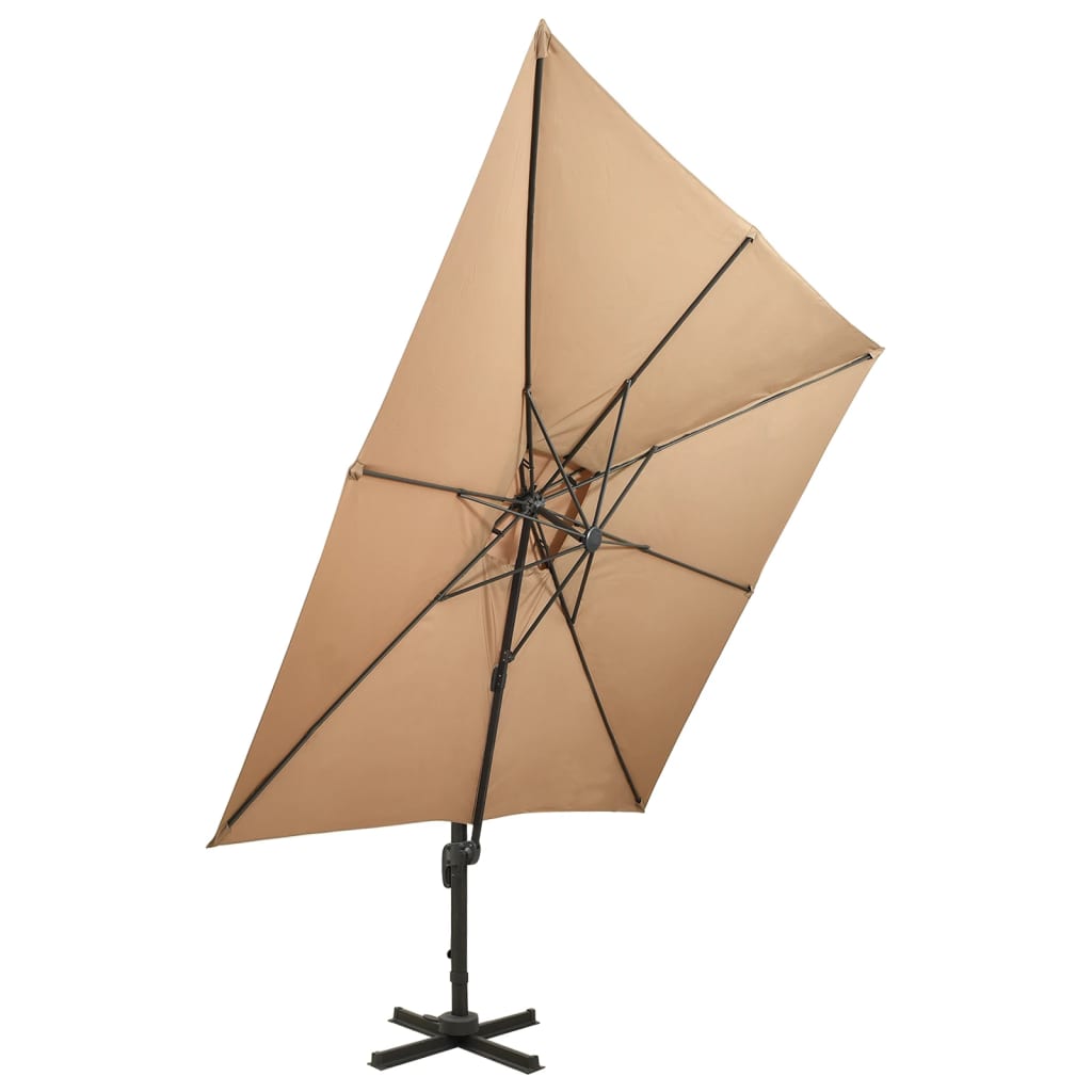 Cantilever Garden Parasol with Double Top 300x300 cm Taupe