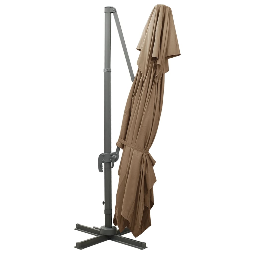 Cantilever Garden Parasol with Double Top Taupe 400x300 cm