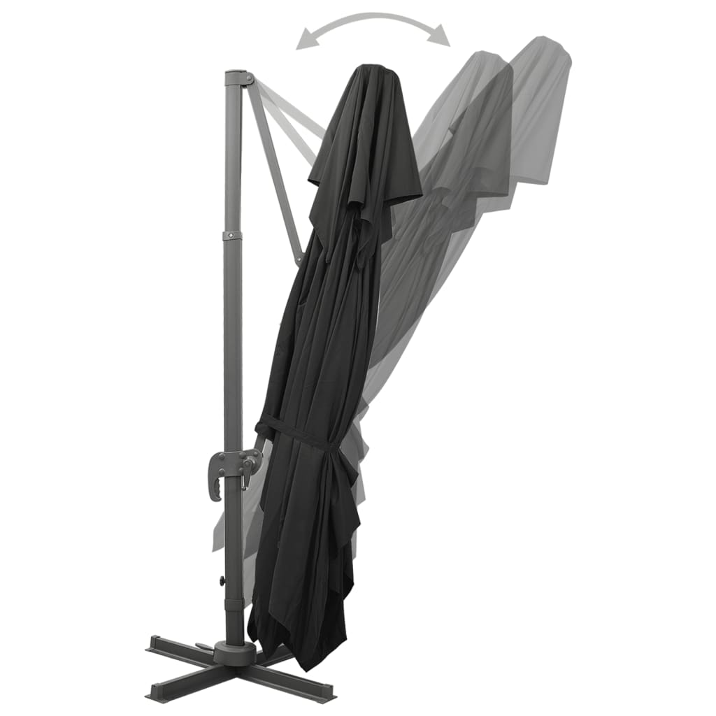 Cantilever Garden Parasol with Double Top Black 400x300 cm