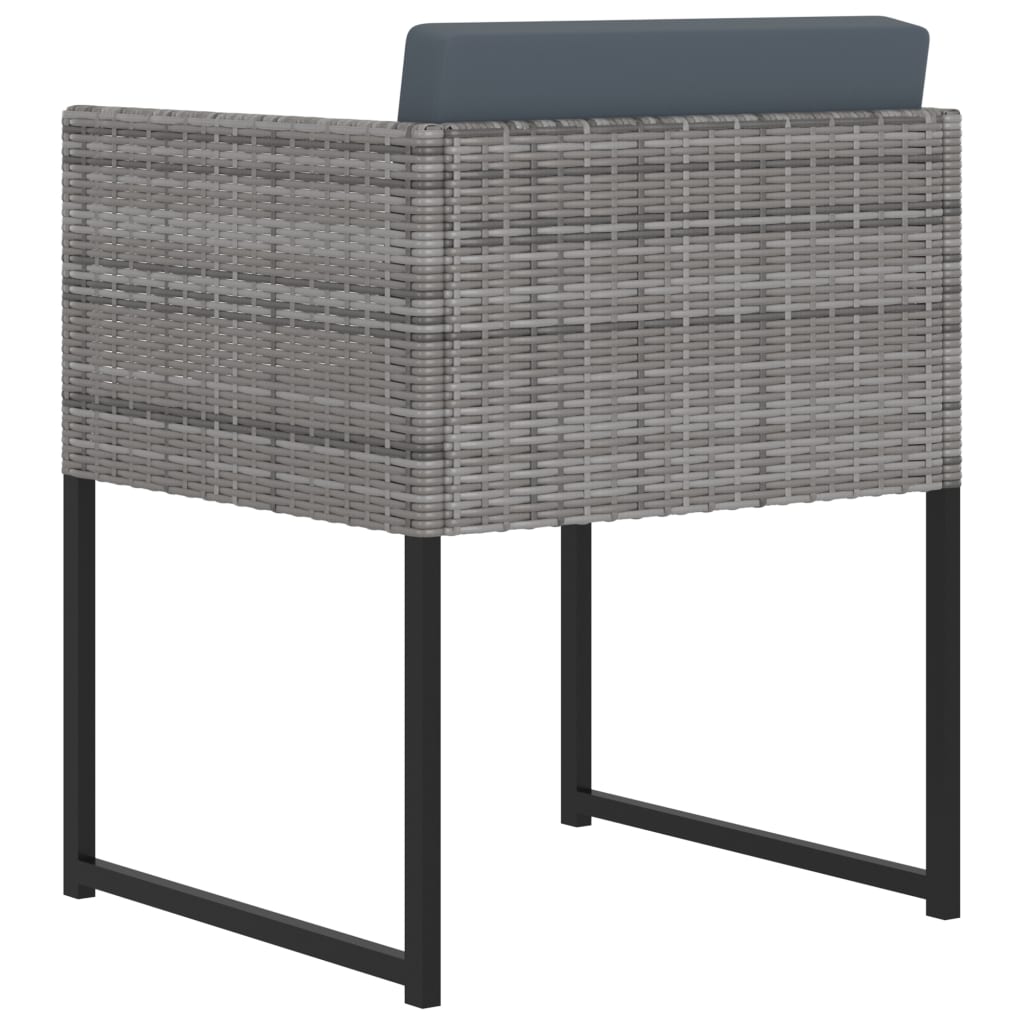 9 Piece Garden Dining Set with Cushions Poly Rattan Grey