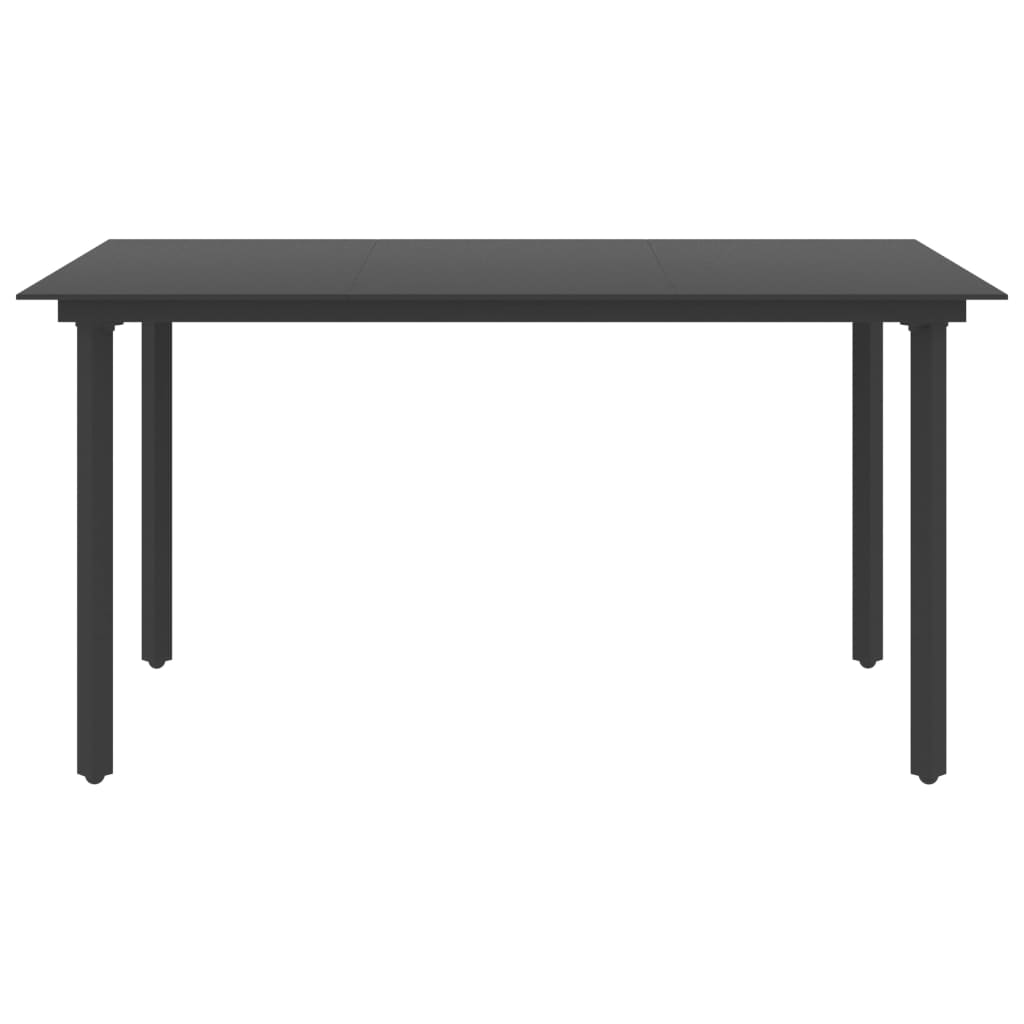 Garden Dining Table Black 150x80x74 cm Steel and Glass