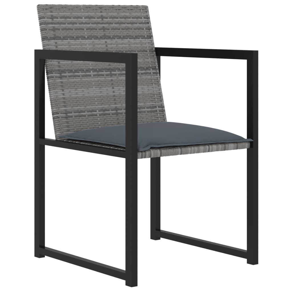 7 Piece Outdoor Dining Set with Cushions Poly Rattan Grey