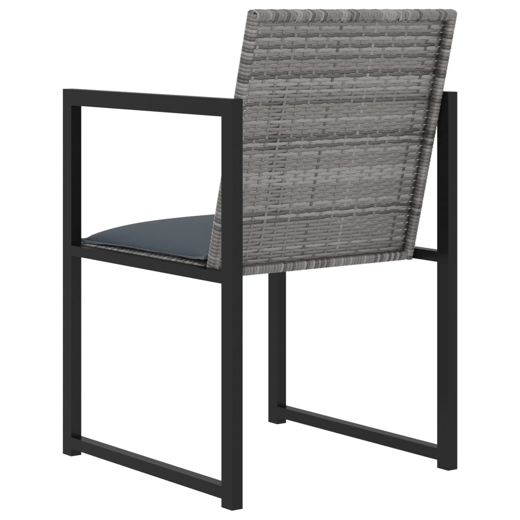 7 Piece Outdoor Dining Set with Cushions Poly Rattan Grey