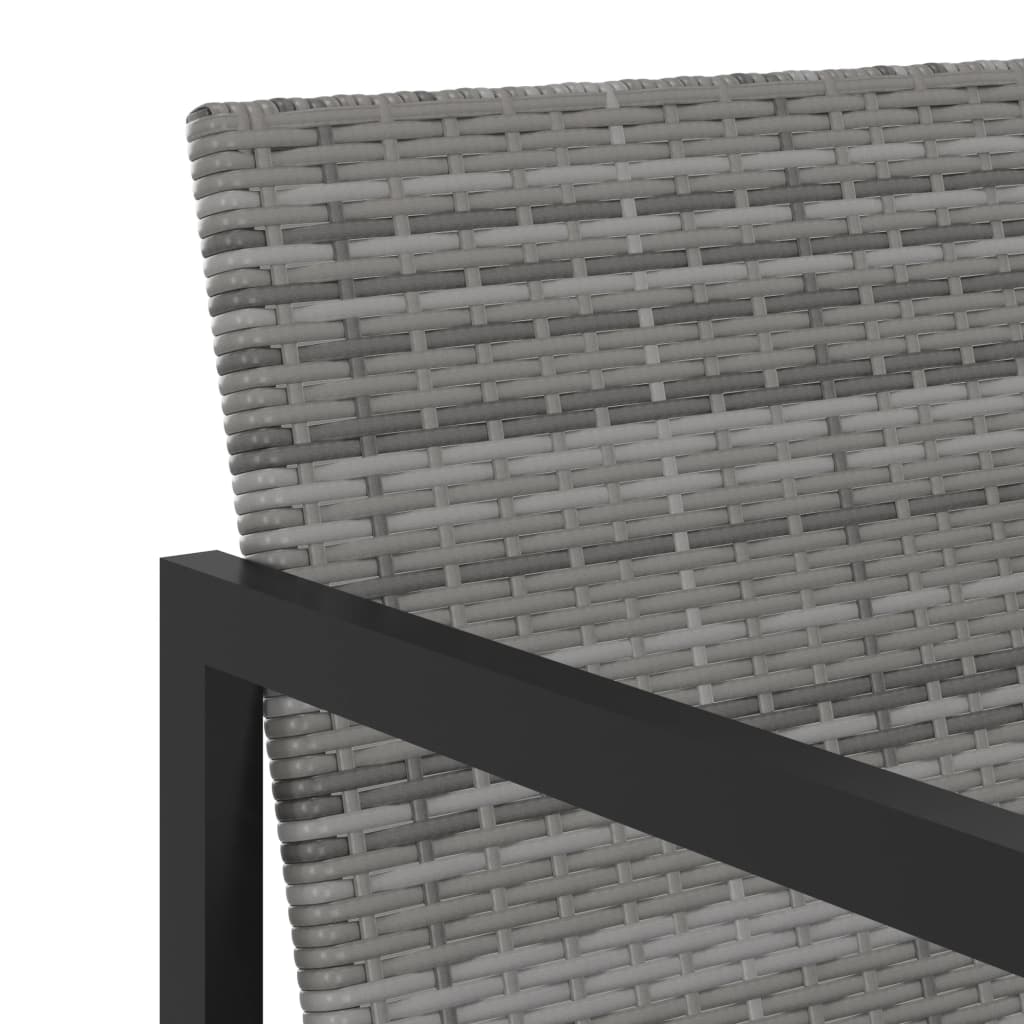 7 Piece Outdoor Dining Set with Cushions Poly Rattan Grey