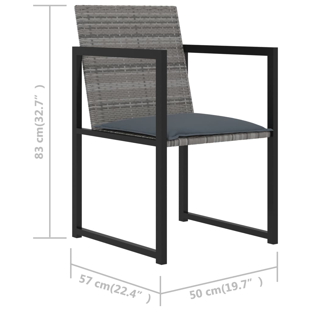 7 Piece Outdoor Dining Set with Cushions Poly Rattan Grey