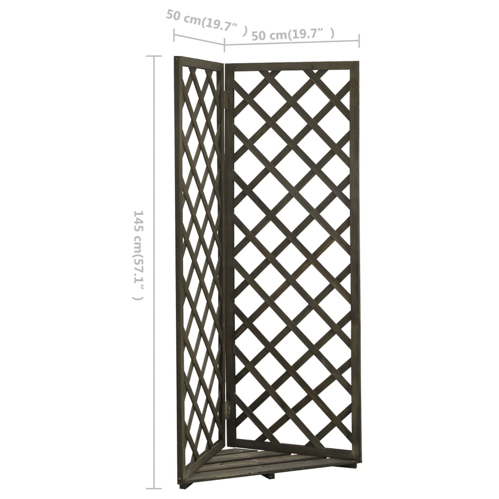 Corner Trellis Grey 50x50x145 cm Solid Firwood