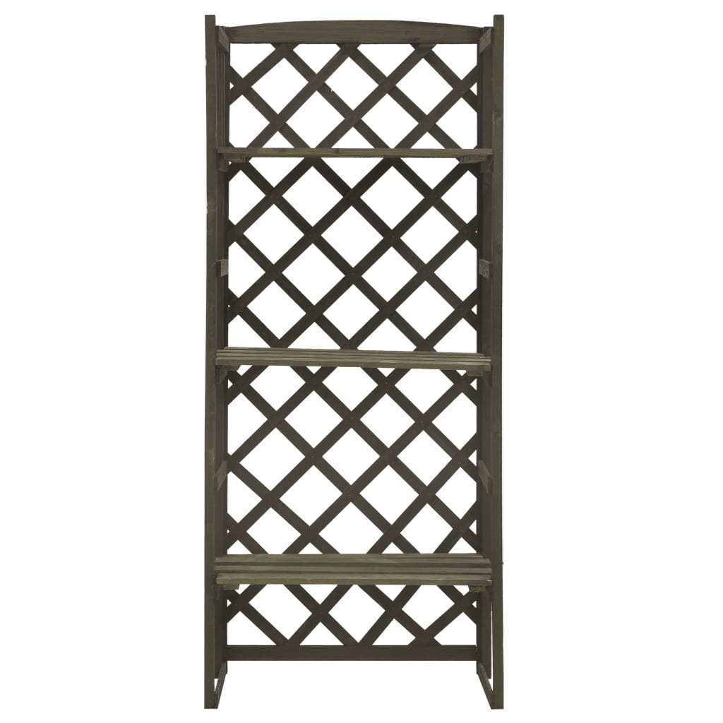 Plant Stand with Trellis Grey 60x30x140 cm Solid Firwood