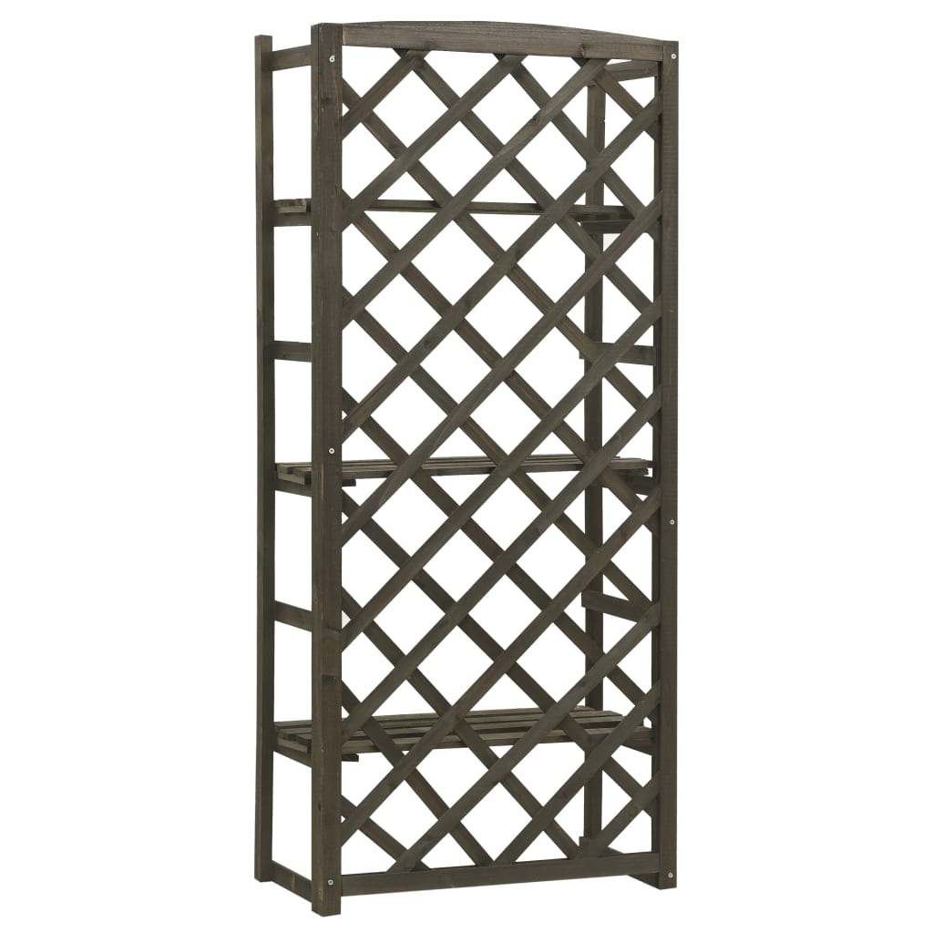 Plant Stand with Trellis Grey 60x30x140 cm Solid Firwood
