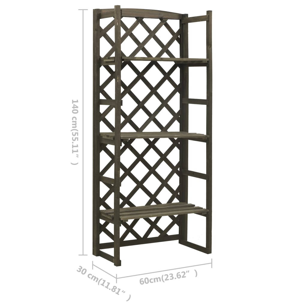 Plant Stand with Trellis Grey 60x30x140 cm Solid Firwood
