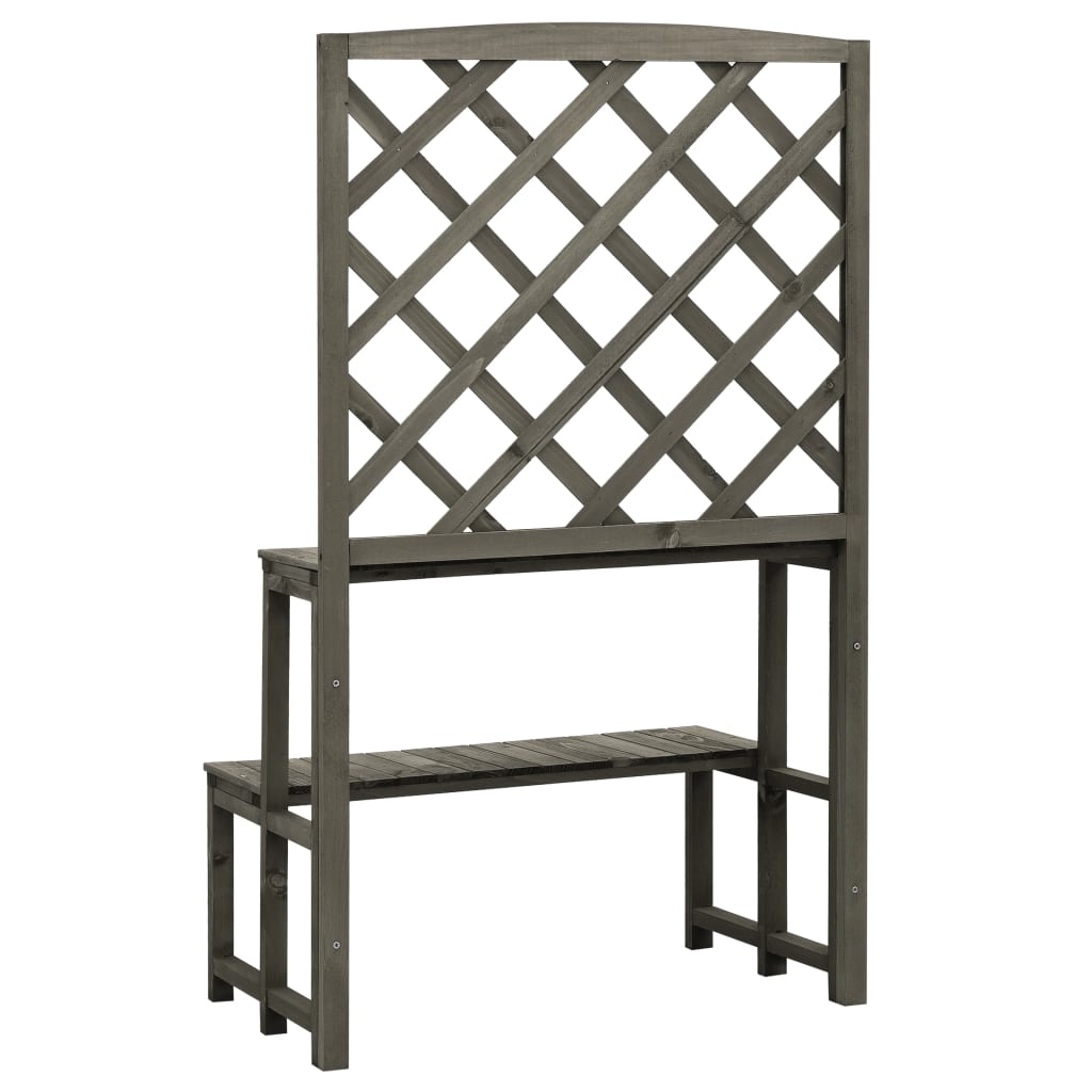 Plant Stand with Trellis Grey 70x42x120 cm Solid Firwood