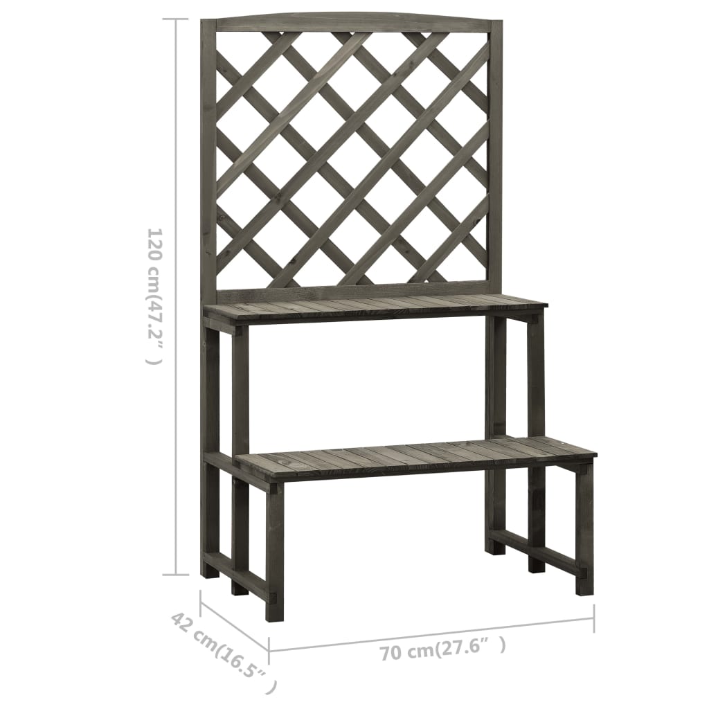Plant Stand with Trellis Grey 70x42x120 cm Solid Firwood