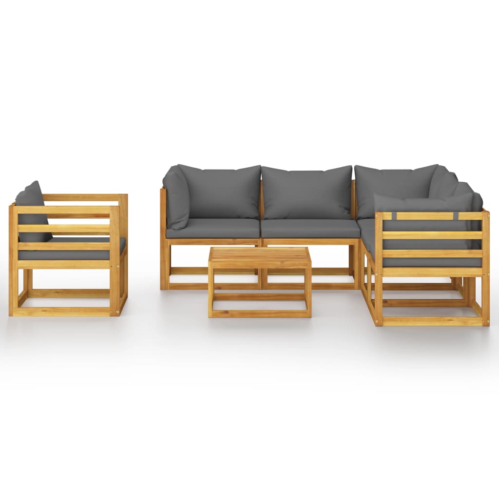 7 Piece Garden Lounge Set with Cushion Solid Acacia Wood