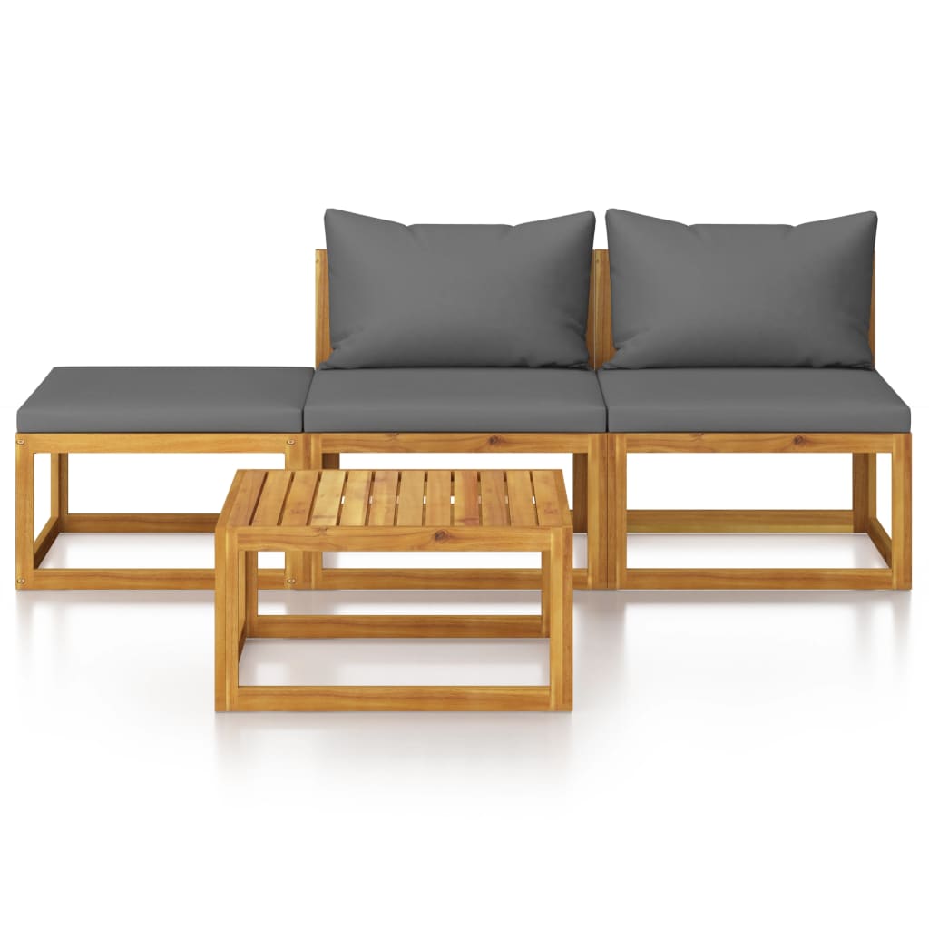 4 Piece Garden Lounge Set with Cushion Solid Acacia Wood