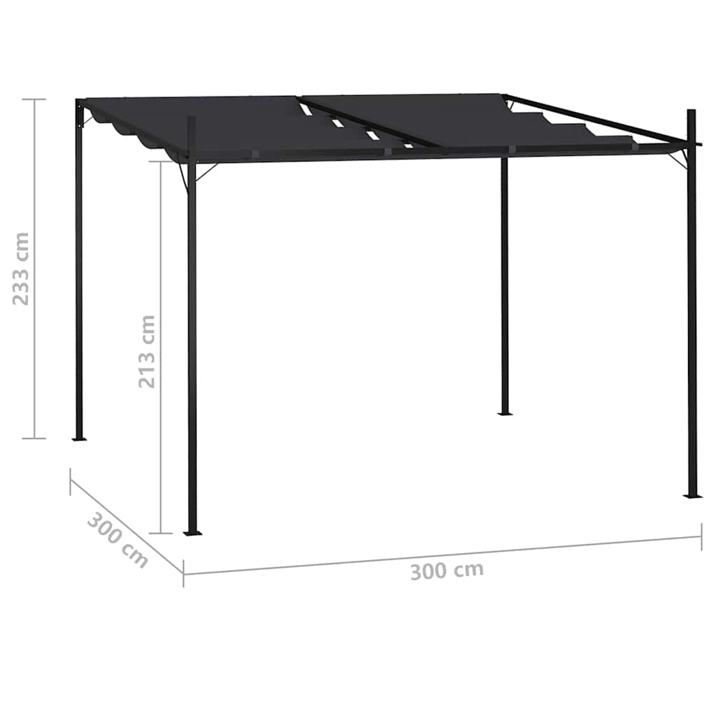 Gazebo with Retractable Roof 300x300x233 cm Anthracite