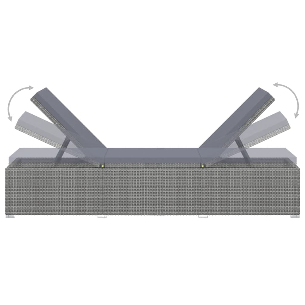 3 Piece Garden Sun Loungers with Tea Table Poly Rattan Grey