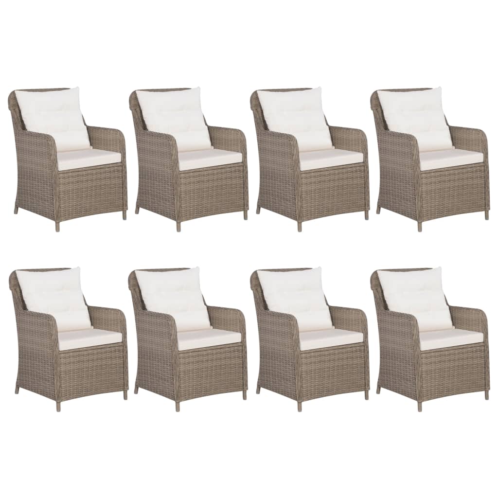 9 Piece Outdoor Dining Set Poly Rattan Brown