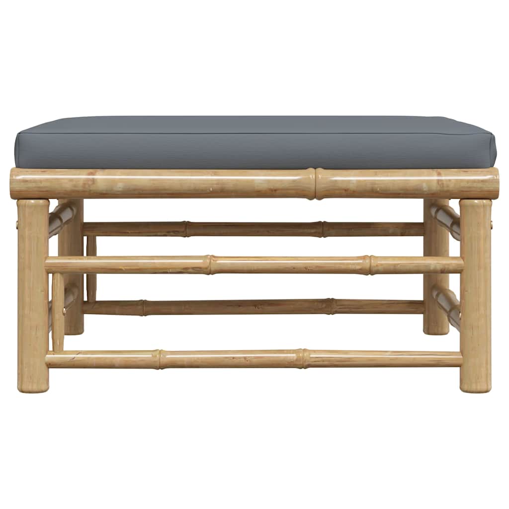 Garden Footrest with Dark Grey Cushion Bamboo
