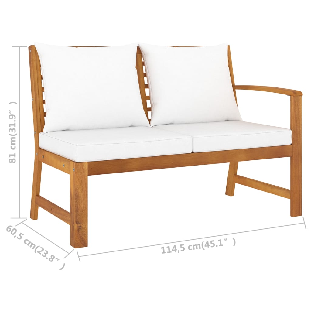 9 Piece Garden Lounge Set with Cushion Cream Solid Acacia Wood