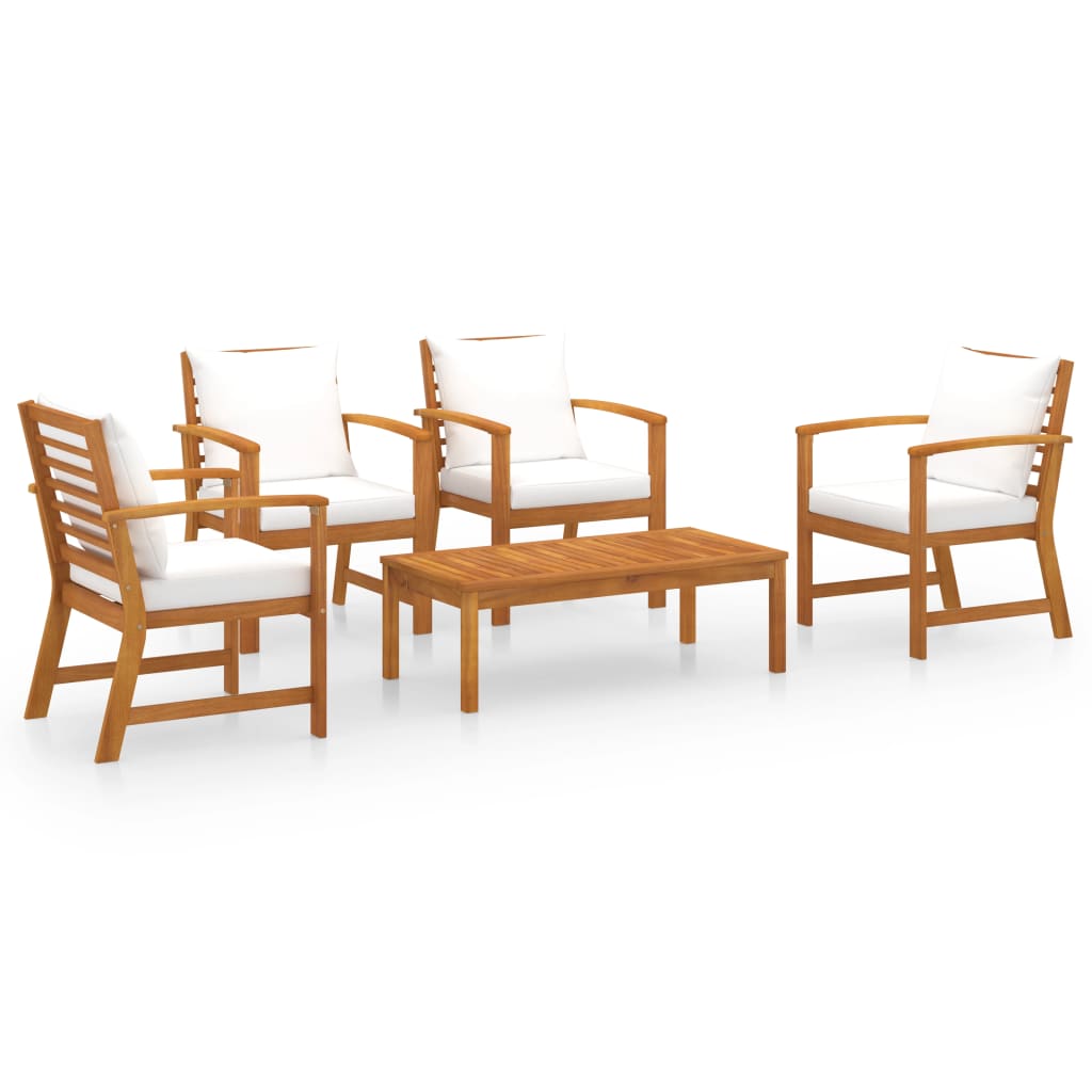 5 Piece Garden Lounge Set with Cushion Solid Acacia Wood