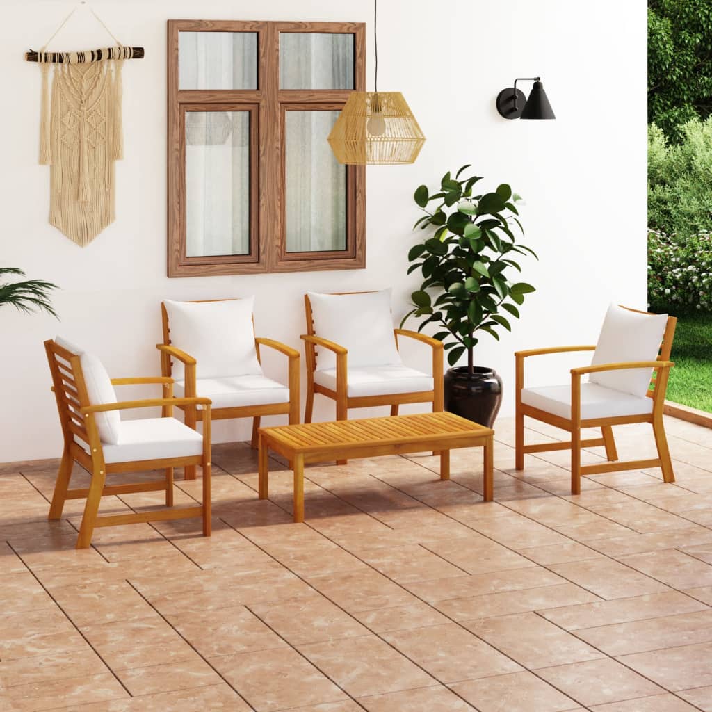 5 Piece Garden Lounge Set with Cushion Solid Acacia Wood