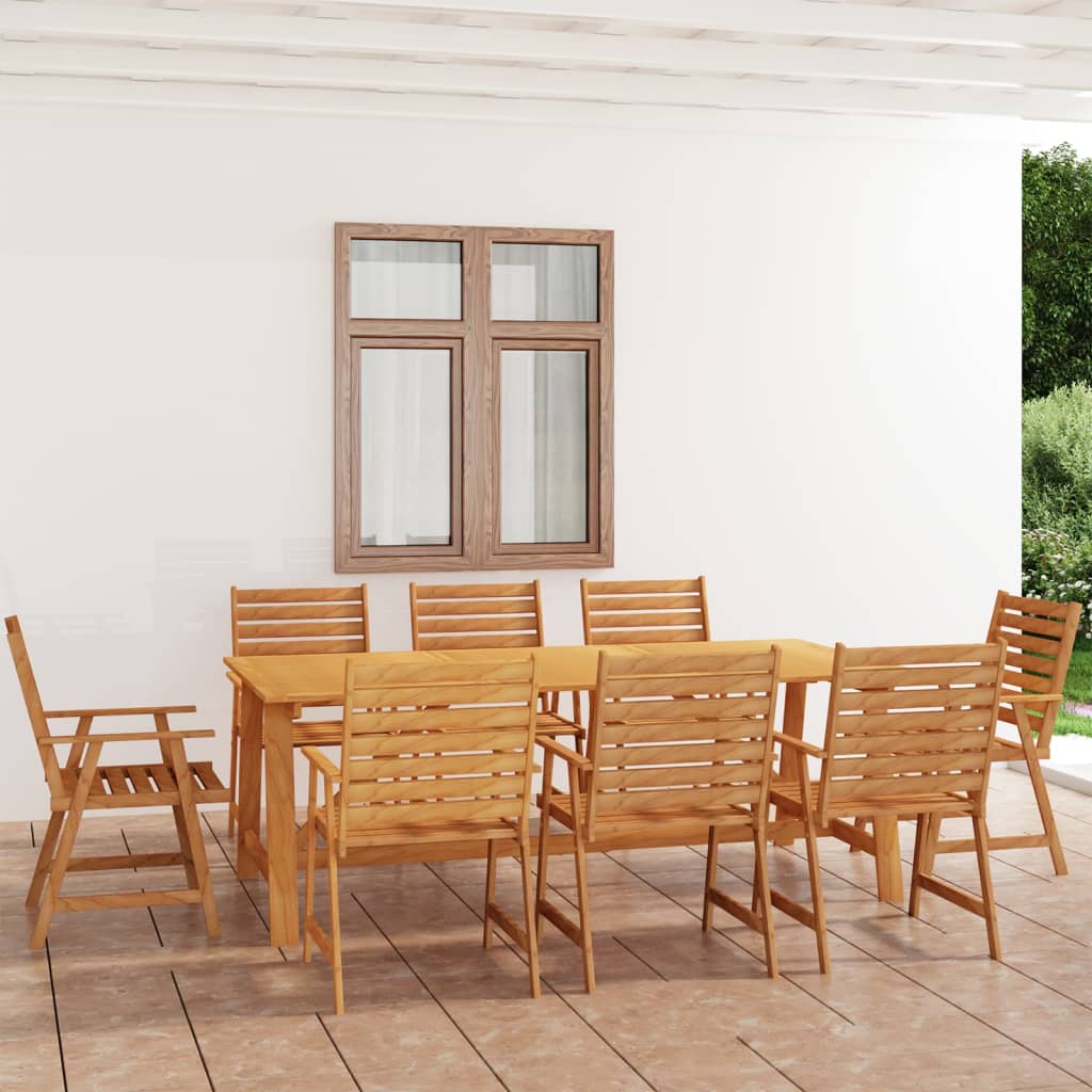 9 Piece Garden Dining Set Solid Acacia Wood