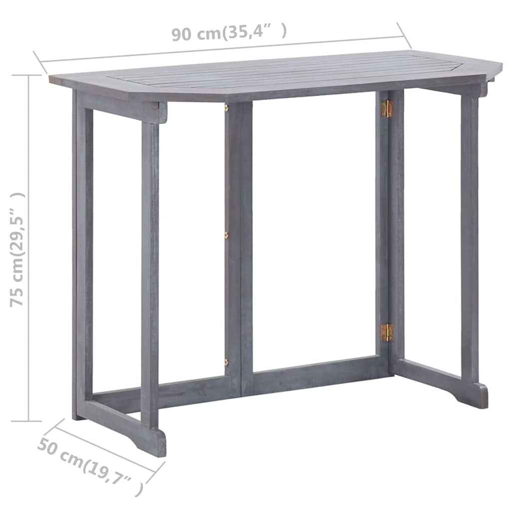 2 Piece Bistro Set Solid Acacia Wood Grey