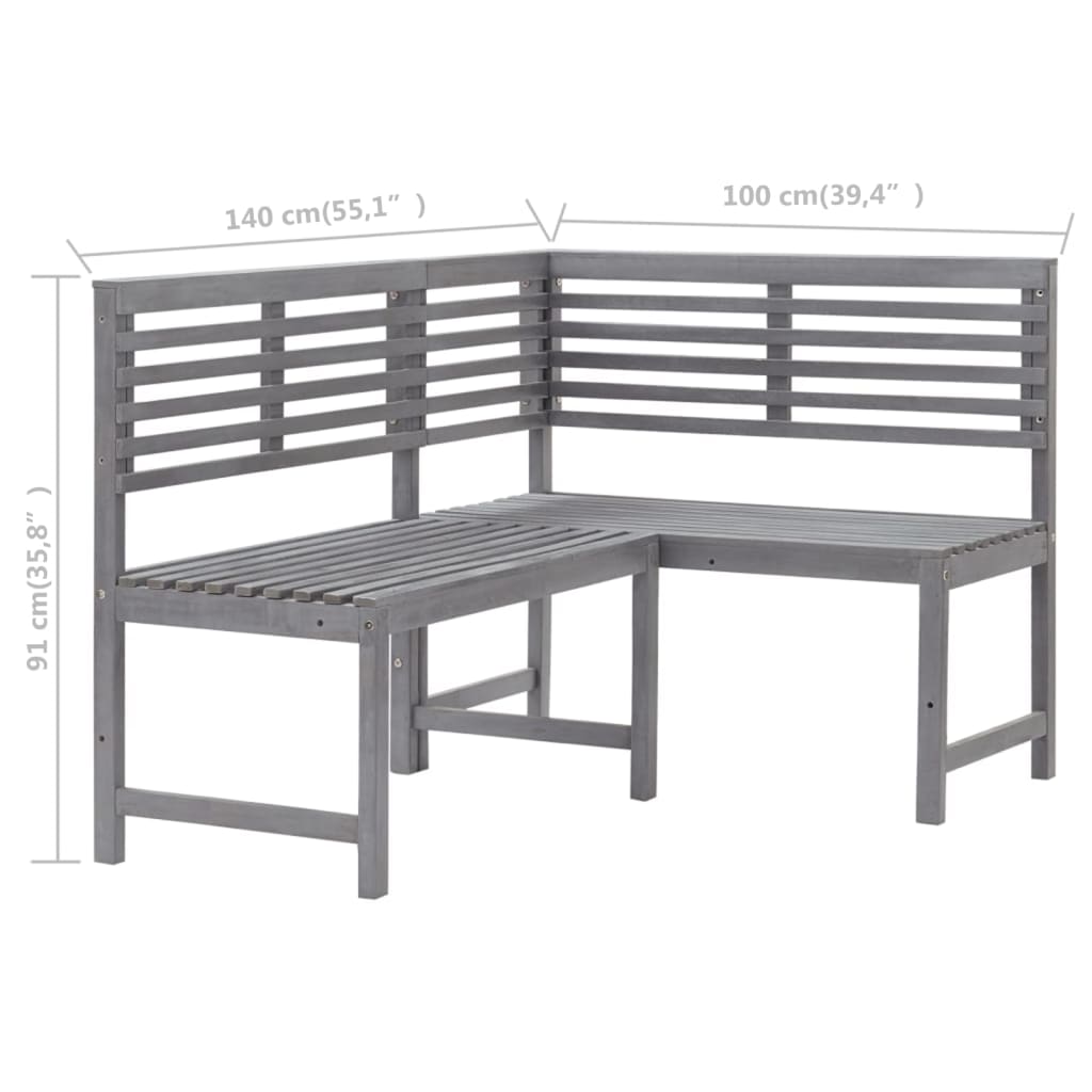 2 Piece Bistro Set Solid Acacia Wood Grey