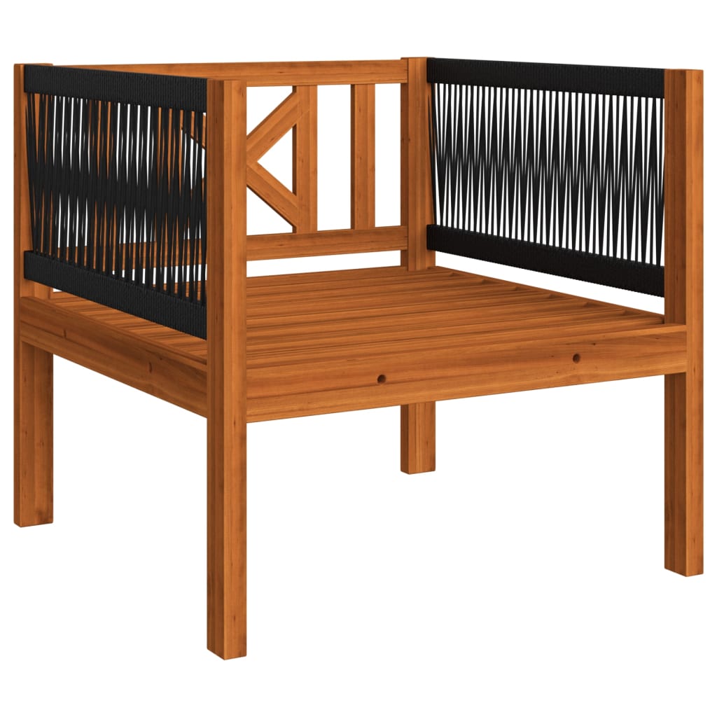 7 Piece Garden Lounge Set with Cushions Cream Wood Acacia&Rope