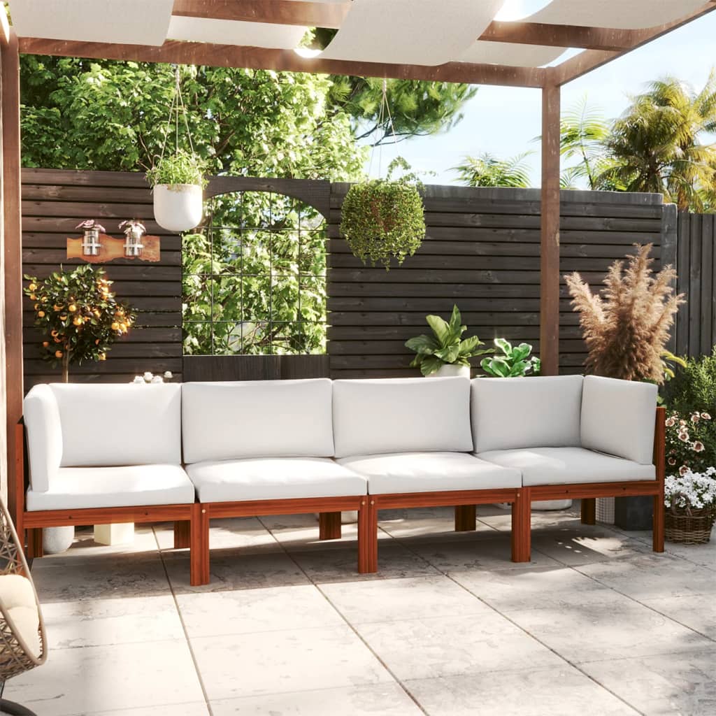 4-Seater Garden Sofa with Cushion Wood Acacia&Rope