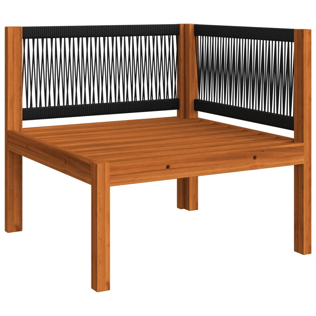 6 Piece Garden Lounge Set with Cushions Cream Wood Acacia&Rope