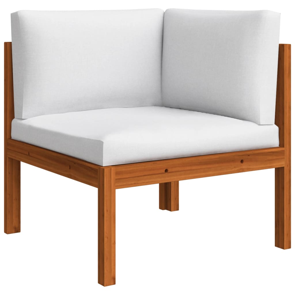 6 Piece Garden Lounge Set with Cushions Cream Wood Acacia&Rope