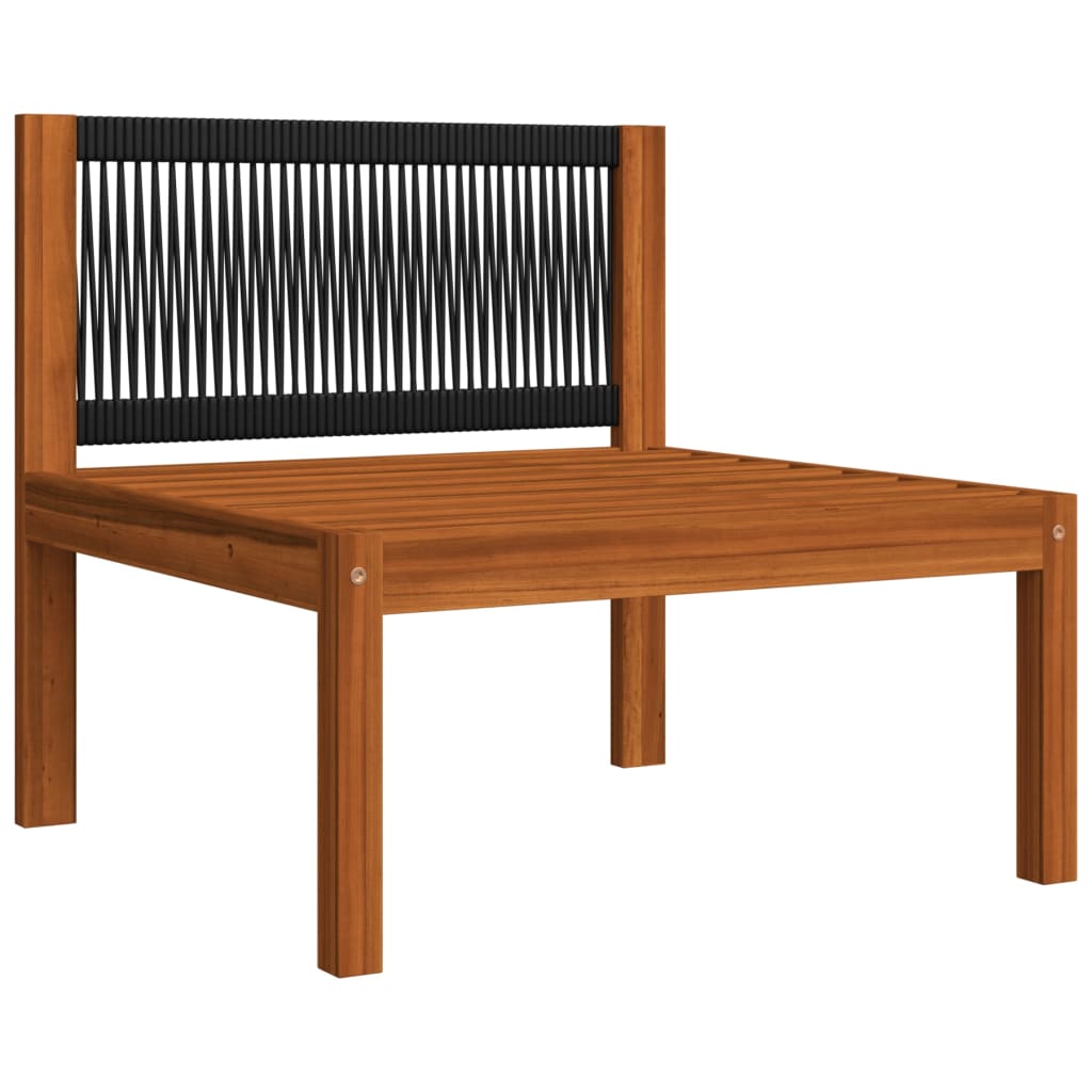11 Piece Garden Lounge Set with Cushions Cream Wood Acacia&Rope
