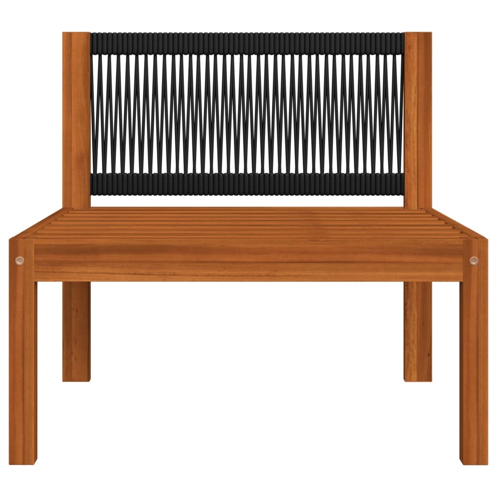 11 Piece Garden Lounge Set with Cushions Cream Wood Acacia&Rope