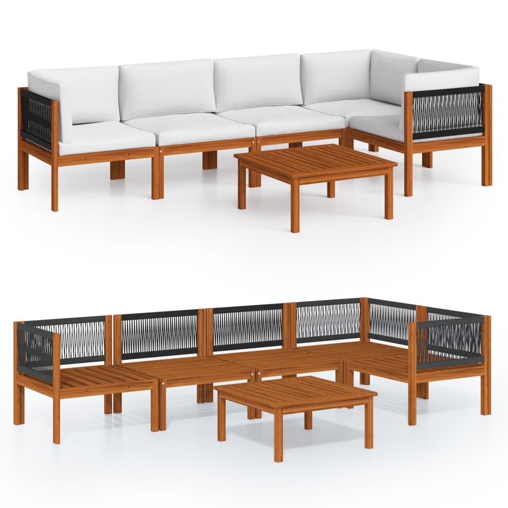 6 Piece Garden Lounge Set with Cushions Cream 63x63 cm