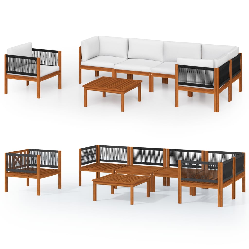 7 Piece Garden Lounge Set with Cushions Cream 63x63 cm