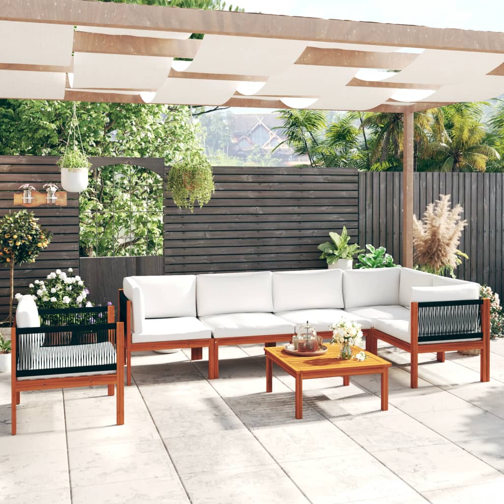 7 Piece Garden Lounge Set with Cushions Cream 63x63 cm