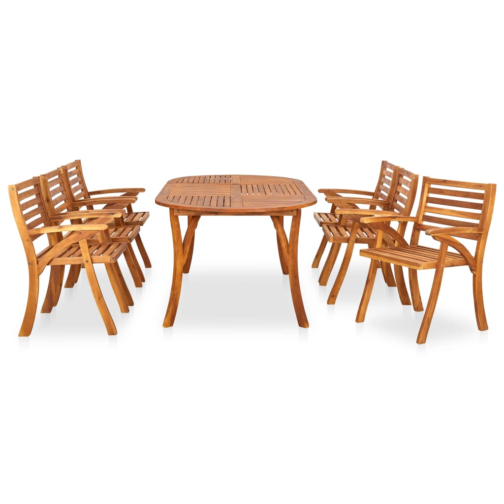7 Piece Garden Dining Set 201x100 cm Solid Acacia Wood
