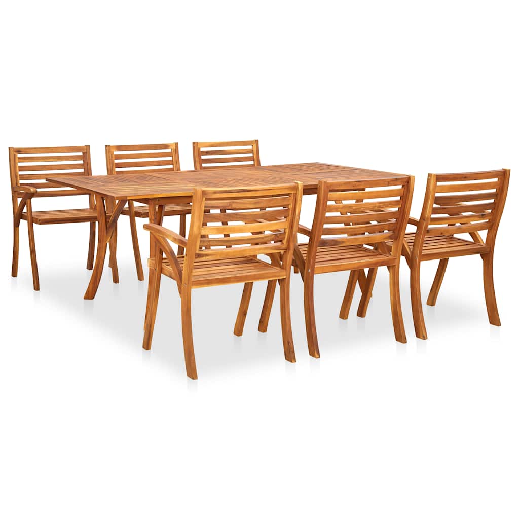 7 Piece Garden Dining Set 201.5x100 cm Solid Acacia Wood