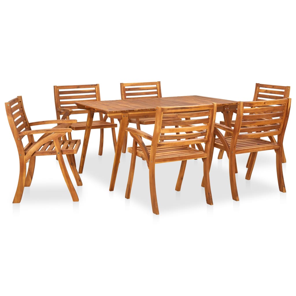 7 Piece Garden Dining Set 150x90 cm Solid Acacia Wood