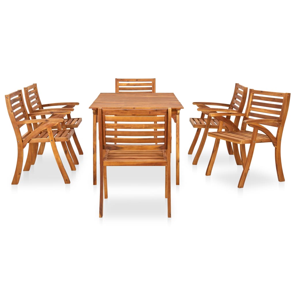 7 Piece Garden Dining Set 150x90 cm Solid Acacia Wood