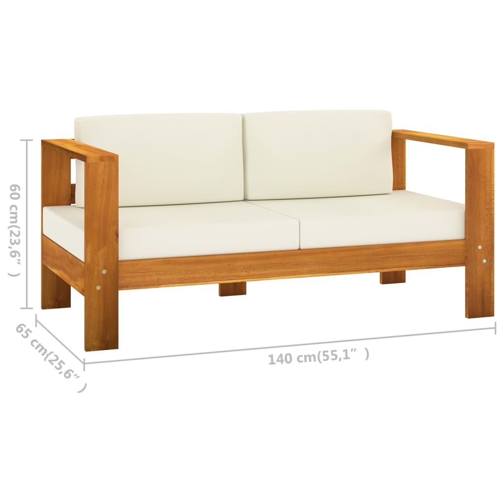 8 Piece Garden Lounge Set with Cushions 100x60 cm Acacia Wood