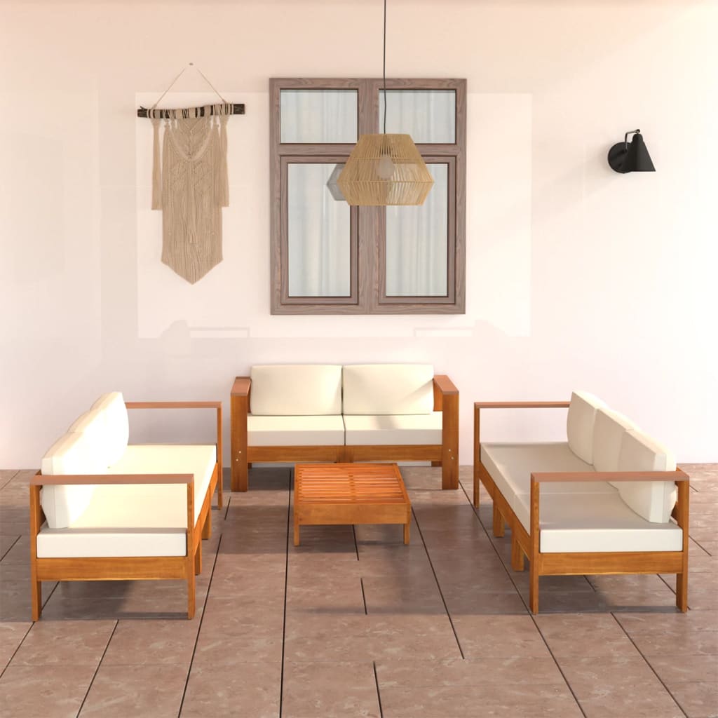 8 Piece Garden Lounge Set with Cushions 100x60 cm Acacia Wood
